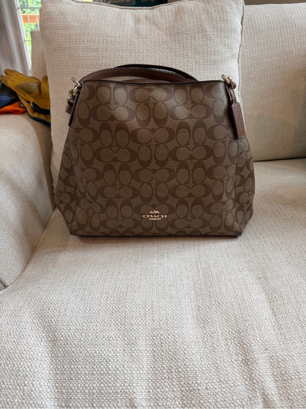 Coach Brown Signature Monogram Shoulder Bag